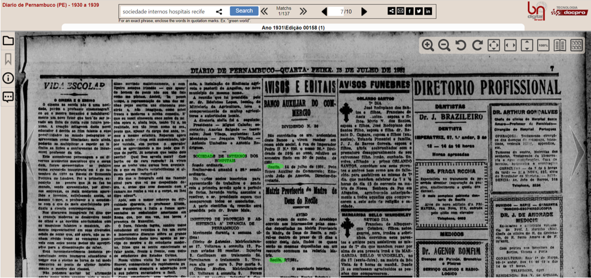 Publicações em periódico (Diário de Pernambuco) - 1931